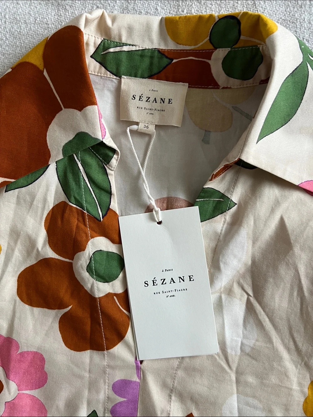 Sezane Angelique Shirt Sol Print - Size 4 - Picture 3 of 6